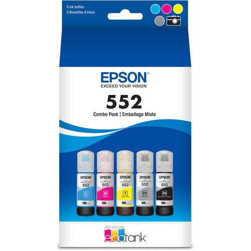 Epson Claria ET Premium T552 Pack de 5 botellas tinta color 70mL EcoFit alta capacidad