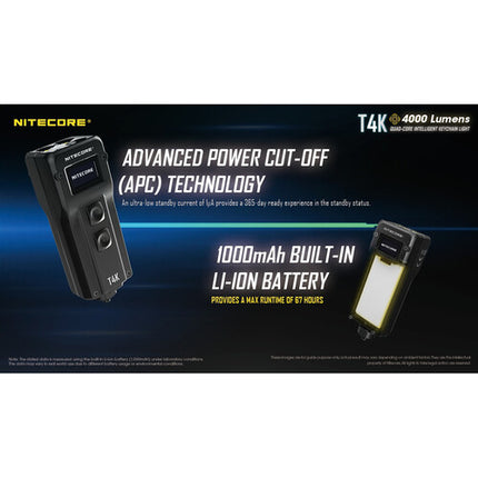 Nitecore T4K Linterna EDC Recargable 4000 Lúmenes 1000mAh USB-C