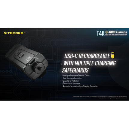 Nitecore T4K Linterna EDC Recargable 4000 Lúmenes 1000mAh USB-C