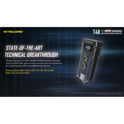 Nitecore T4K Linterna EDC Recargable 4000 Lúmenes 1000mAh USB-C