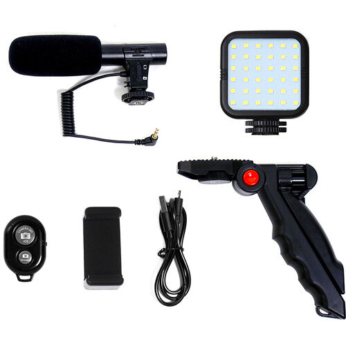 Savage Mobile Vlogging Kit con Micrófono Supercardioide y Luz LED Ajustable