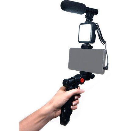 Savage Mobile Vlogging Kit con Micrófono Supercardioide y Luz LED Ajustable