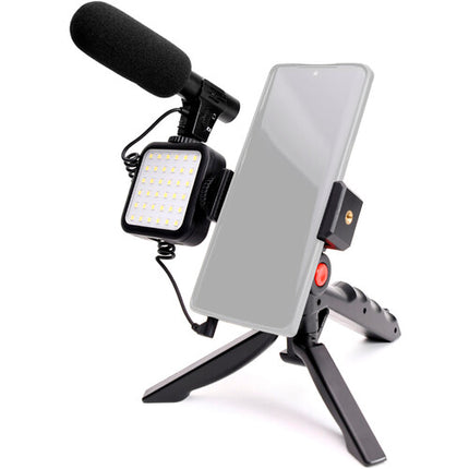 Savage Mobile Vlogging Kit con Micrófono Supercardioide y Luz LED Ajustable