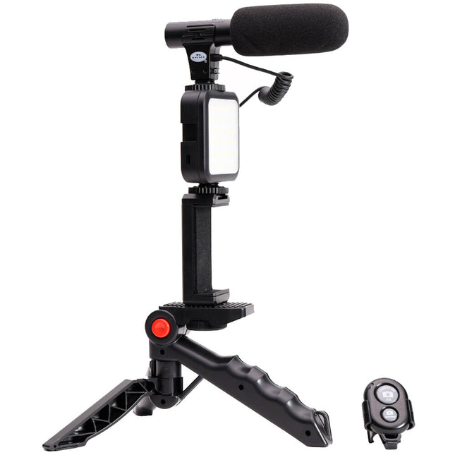 Savage Mobile Vlogging Kit con Micrófono Supercardioide y Luz LED Ajustable