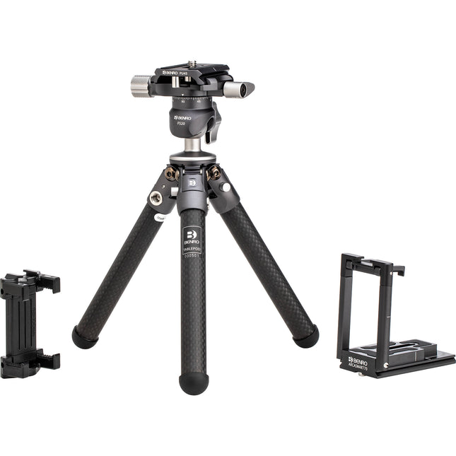 Benro TablePod Pro Kit Trípode Fibra de Carbono 8 8" 6 6 lb con Placa Adaptadora Smartphone 70mm