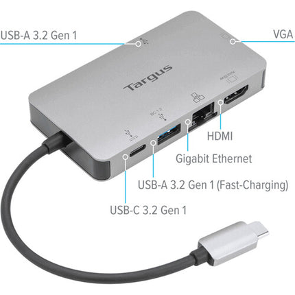 Targus Estación de Acoplamiento USB Type-C 100W HDMI VGA Gris