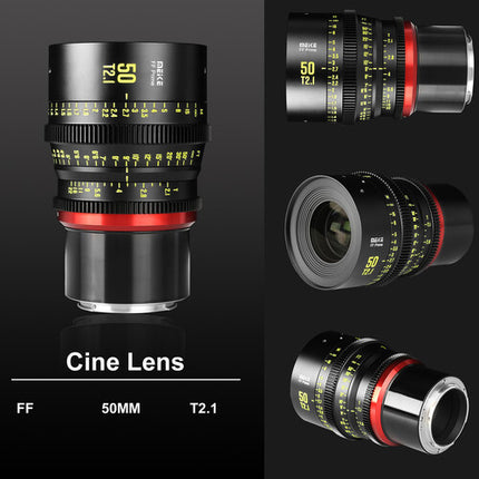Meike 50mm T2.1 FF-Prime objetivo cine montura RF cobertura Full-Frame 45mm círculo imagen