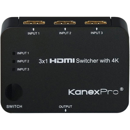 KanexPro Switch HDMI 3x1 con Soporte 4K UHD 30p Control Remoto