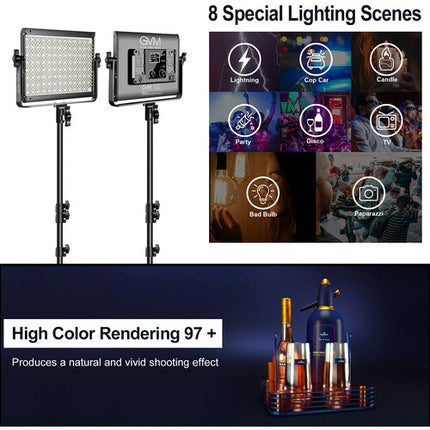 GVM 1000D Panel de Luz LED RGB Kit 2 Luces 12.5x12.5" 6000 Lux