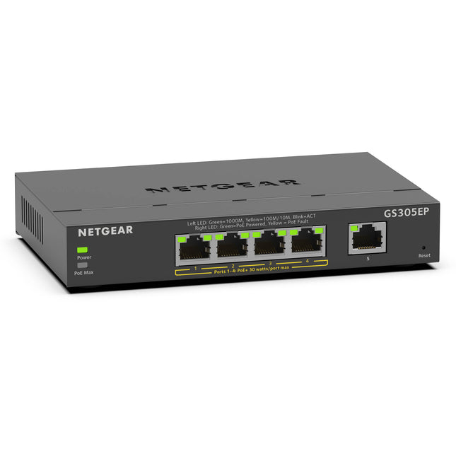 Netgear GS305EP Switch Gestionado 5 Puertos Gigabit 63W PoE+ Desktop