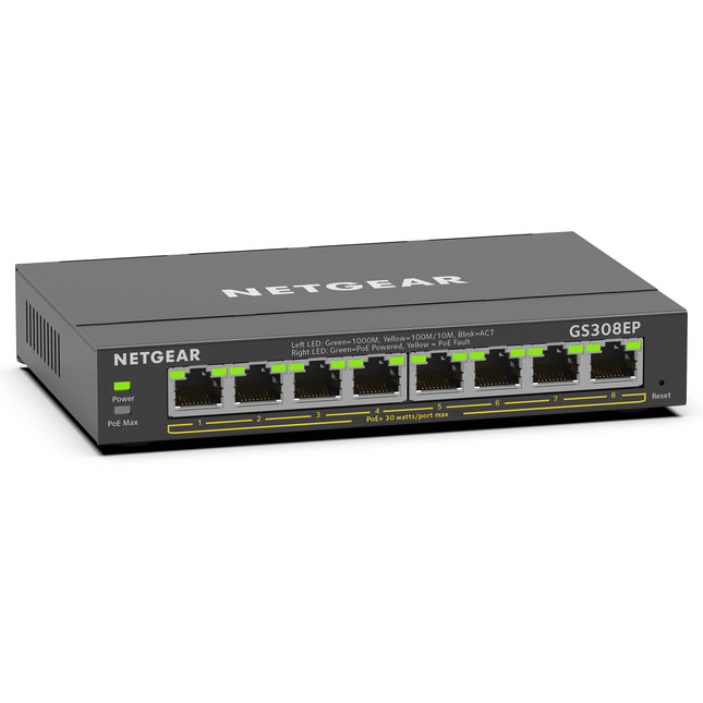 Netgear GS308EP Switch Gestionado con 8 Puertos Gigabit PoE+ 62W Montaje en Pared