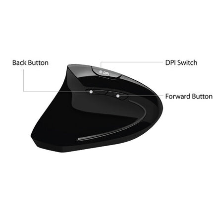 Adesso iMouse E90 Ratón Ergonómico Vertical Inalámbrico para Zurdos 2.4 GHz 1600 dpi