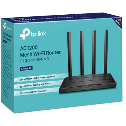 TP-Link Archer A6 AC1200 Router Inalámbrico Doble Banda WiFi 5 1267 Mb/s