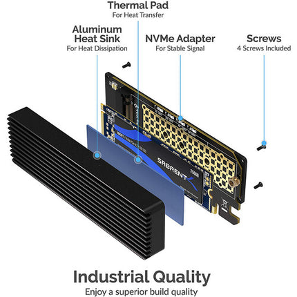 Sabrent NVMe Adaptador PCIe para SSD M.2 con disipador aluminio 2280