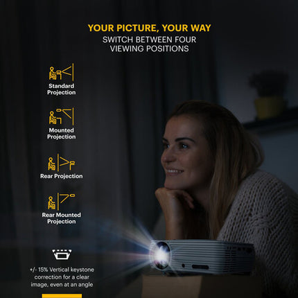 Kodak Flik X4 Proyector LED 70 Lúmenes WVGA para Cine en Casa con Control Remoto