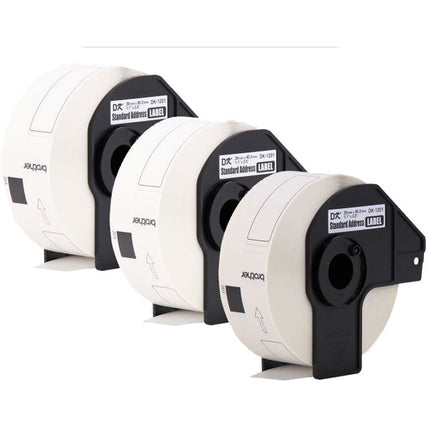 Brother DK1201 Etiquetas Adhesivas Troqueladas 400 Unidades 1.1 x 3.5 Pulgadas Paquete de Tres