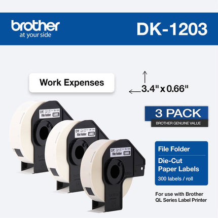 Brother DK1203 Etiquetas de Papel para Envío 300 unidades 0.66 x 3.4 pulgadas 3 unidades