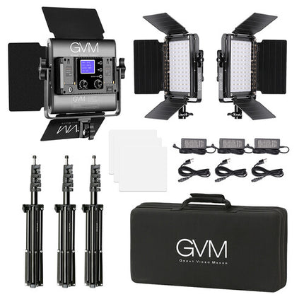 GVM 800D-RGB Panel LED Kit 3 luces 600 Lux 10.6x10.3 pulgadas
