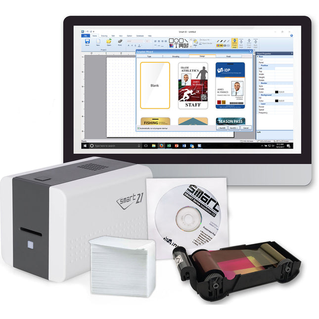 Impresora de tarjetas IDP SMART-21S Sublimación directa 300 dpi Kit con cinta 100 impresiones