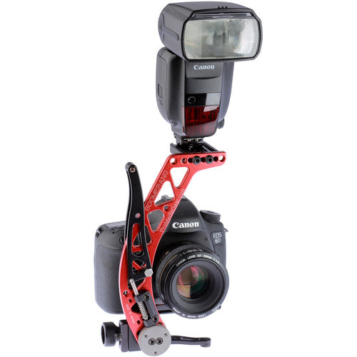 ProMediaGear BBX2 Soporte para Flash con Placa QR Universal 90° Rotación Roja Diestros