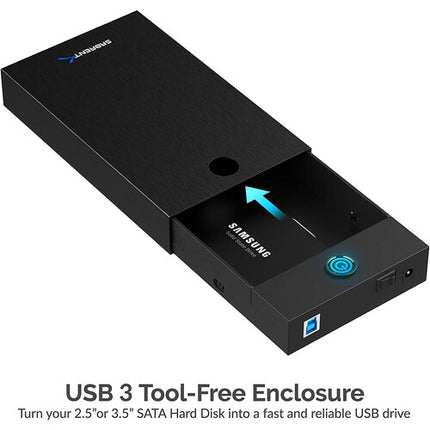 Sabrent Caja externa para disco SATA 3.5 y 2.5 USB 3.0 ligera y rápida