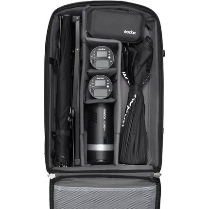 Kit de Iluminación Godox AD300Pro y AD100Pro 3 Luces con Paraguas Plata y Softbox