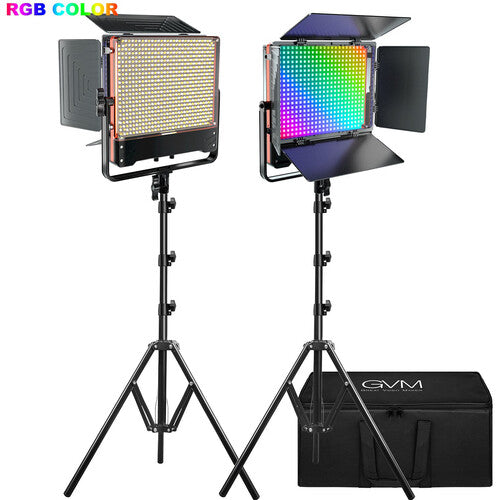 GVM 50SM Panel LED Doble Cara Bi-Color RGB Kit 2 Luces 14.5x13.2 Pulg 6000 Lux
