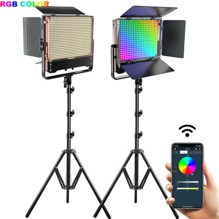 GVM 50SM Panel LED Doble Cara Bi-Color RGB Kit 2 Luces 14.5x13.2 Pulg 6000 Lux