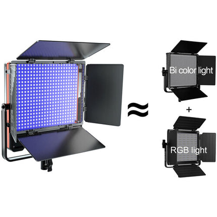 GVM 50SM Panel LED Doble Cara Bi-Color RGB Kit 2 Luces 14.5x13.2 Pulg 6000 Lux