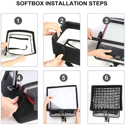 GVM 50SM Panel LED Doble Cara Bi-Color RGB Kit 2 Luces 14.5x13.2 Pulg 6000 Lux