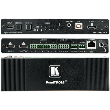 Kramer 6x2 PoE Matriz de Audio con DSP AEC y Soporte 4K60 4:4:4