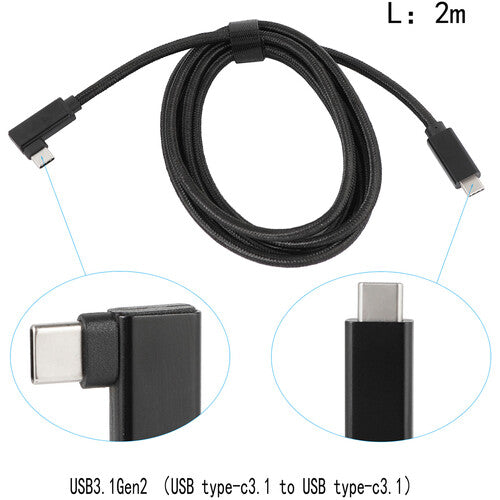 CAMVATE Cable USB 3.1 Gen 2 Tipo C ángulo recto 6.5' 10 Gb/s 100W