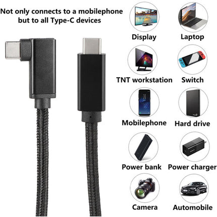 CAMVATE Cable USB 3.1 Gen 2 Tipo C ángulo recto 6.5' 10 Gb/s 100W