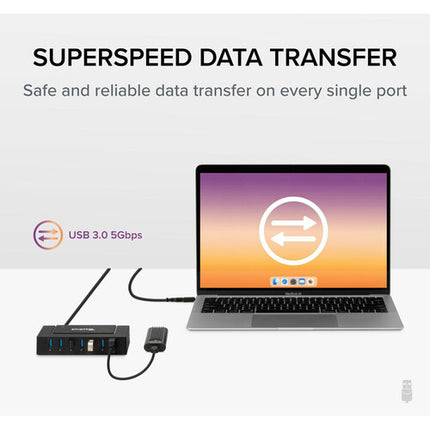 Plugable Hub USB Tipo A y C 7 en 1 7 Puertos USB 3.0 60W Adaptador