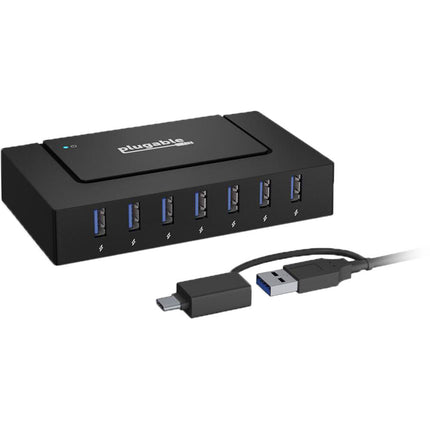 Plugable Hub USB Tipo A y C 7 en 1 7 Puertos USB 3.0 60W Adaptador