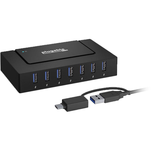 Plugable Hub USB Tipo A y C 7 en 1 7 Puertos USB 3.0 60W Adaptador