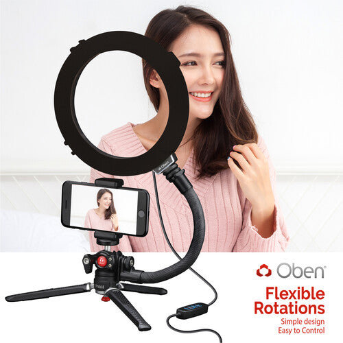 Oben TTVLK-8 Kit de Trípode para Vlogging con Luz Anular 8 Pulgadas 9 Pulgadas Altura Máxima 2.2 lb Capacidad