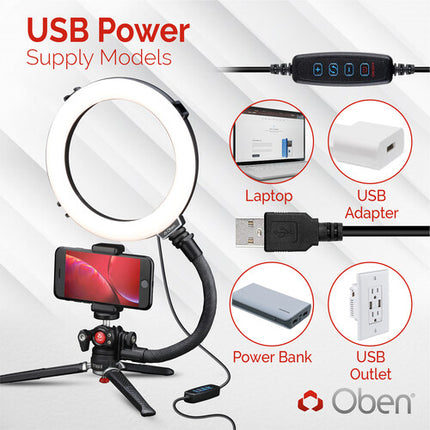 Oben TTVLK-8 Kit de Trípode para Vlogging con Luz Anular 8 Pulgadas 9 Pulgadas Altura Máxima 2.2 lb Capacidad