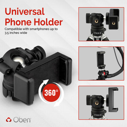 Oben TTVLK-8 Kit de Trípode para Vlogging con Luz Anular 8 Pulgadas 9 Pulgadas Altura Máxima 2.2 lb Capacidad