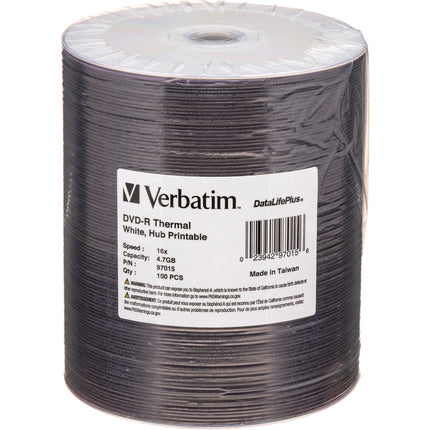 Verbatim DVD-R 4.7GB 16x Disco Grabable Printable 120 Min 100 Pack
