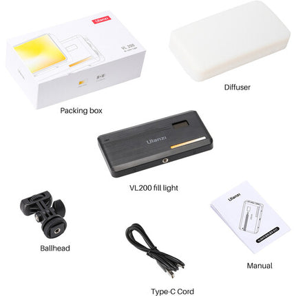 Ulanzi VL-200 Luz de Video Recargable Bi-Color 2500-9000K 5000mAh Batería