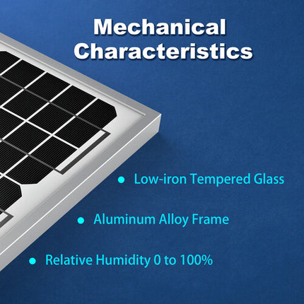 ACOPower Panel Solar Monocristalino 10W 12V 19.1% Eficiencia Marco Reforzado