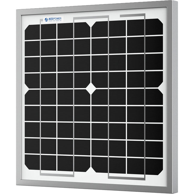 ACOPower Panel Solar Monocristalino 10W 12V 19.1% Eficiencia Marco Reforzado