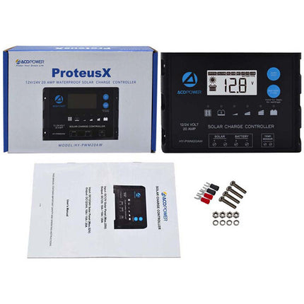 ACOPower Waterproof ProteusX 20A Controlador Solar PWM con Pantalla LCD y 5 Etapas de Carga