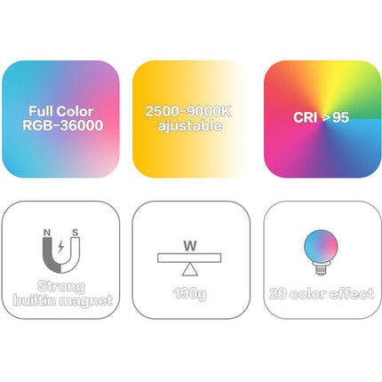 DigitalFoto Solution Limited Luz LED RGB Mini Magnética con Pinza para Laptop 2500-9000K 2000mAh