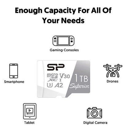 Silicon Power 1TB Tarjeta microSDXC UHS-I 100MB/s con Adaptador SD