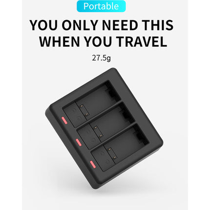 TELESIN Cargador de Baterías 3 Canales para GoPro HERO9 Carga Rápida 2A USB Tipo-C