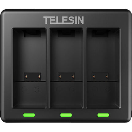 TELESIN Cargador de Baterías 3 Canales para GoPro HERO9 Carga Rápida 2A USB Tipo-C