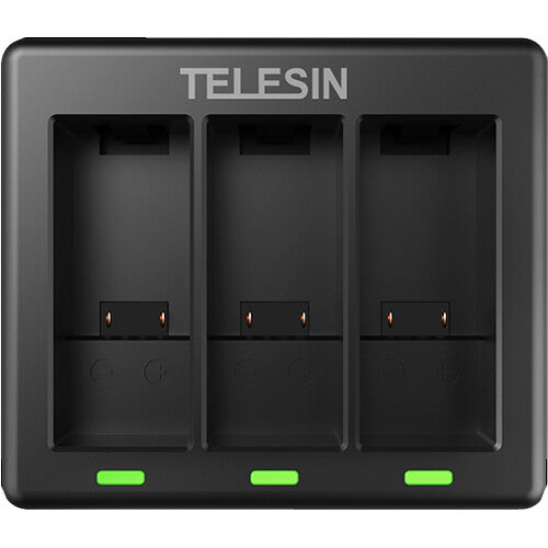 TELESIN Cargador de Baterías 3 Canales para GoPro HERO9 Carga Rápida 2A USB Tipo-C