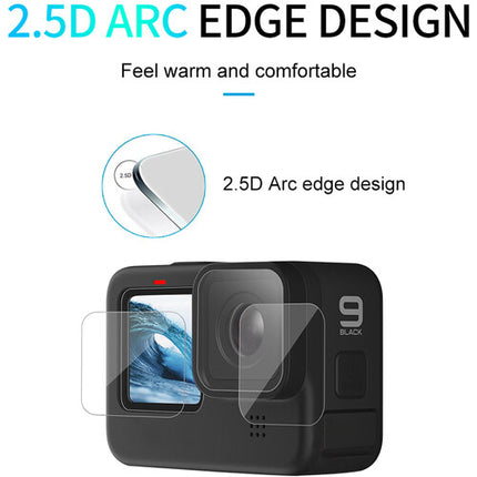 TELESIN Protectores de Vidrio para Lente y Pantalla LCD GoPro HERO9 Black con Paño de Microfibra